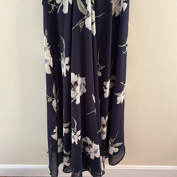 Lulus long navy cream print wrap around dress Size S - Picture 11 of 15